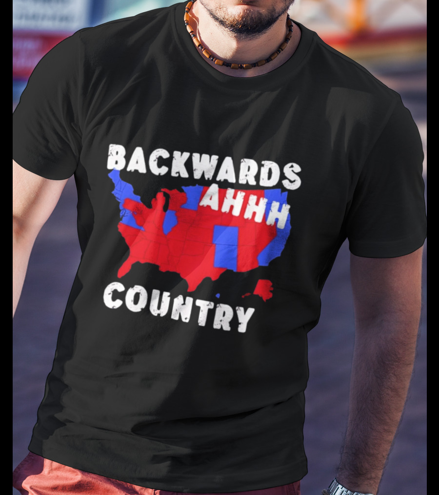 Backwards Ahhh Country State Map USA T-Shirt
