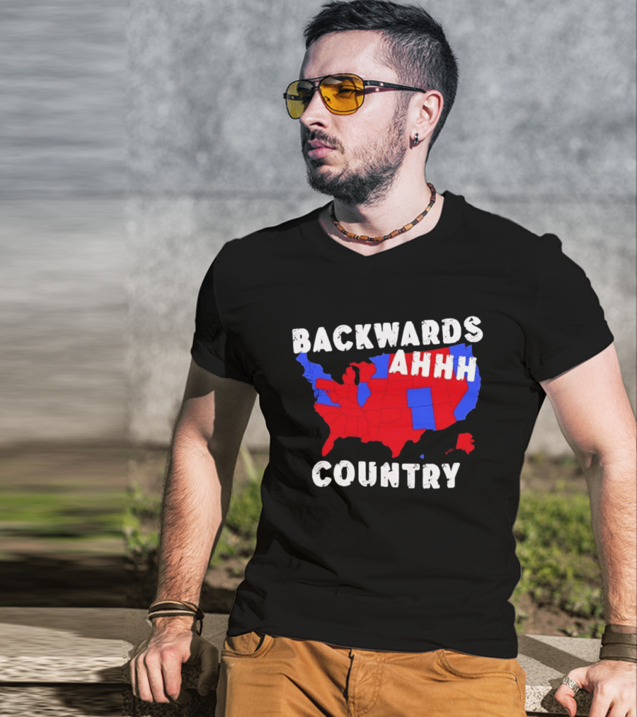 Backwards Ahhh Country State Map USA T-Shirt