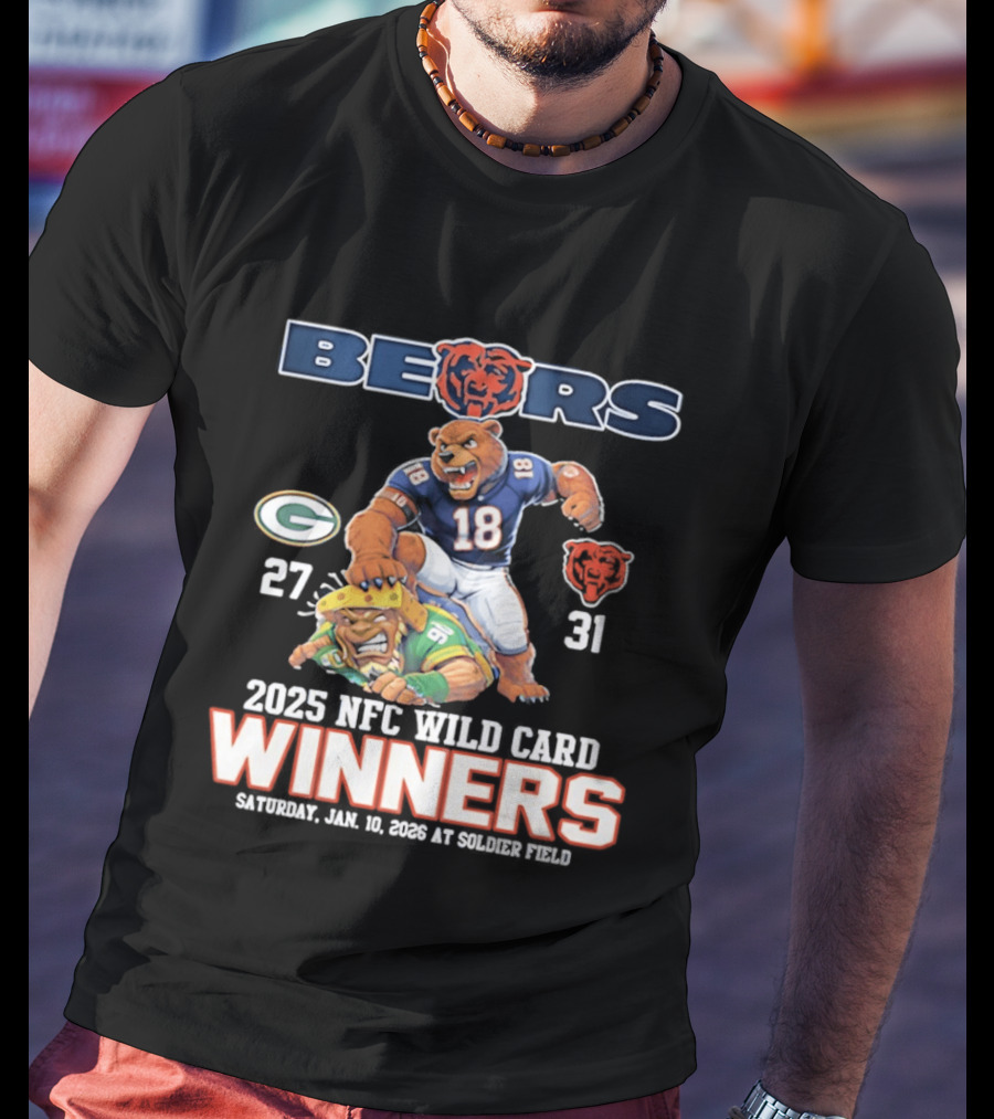 Bears 2025 NFC Wild Card Winners January 14 Soldier Field Packers 27 Bears 31 T-Shirt