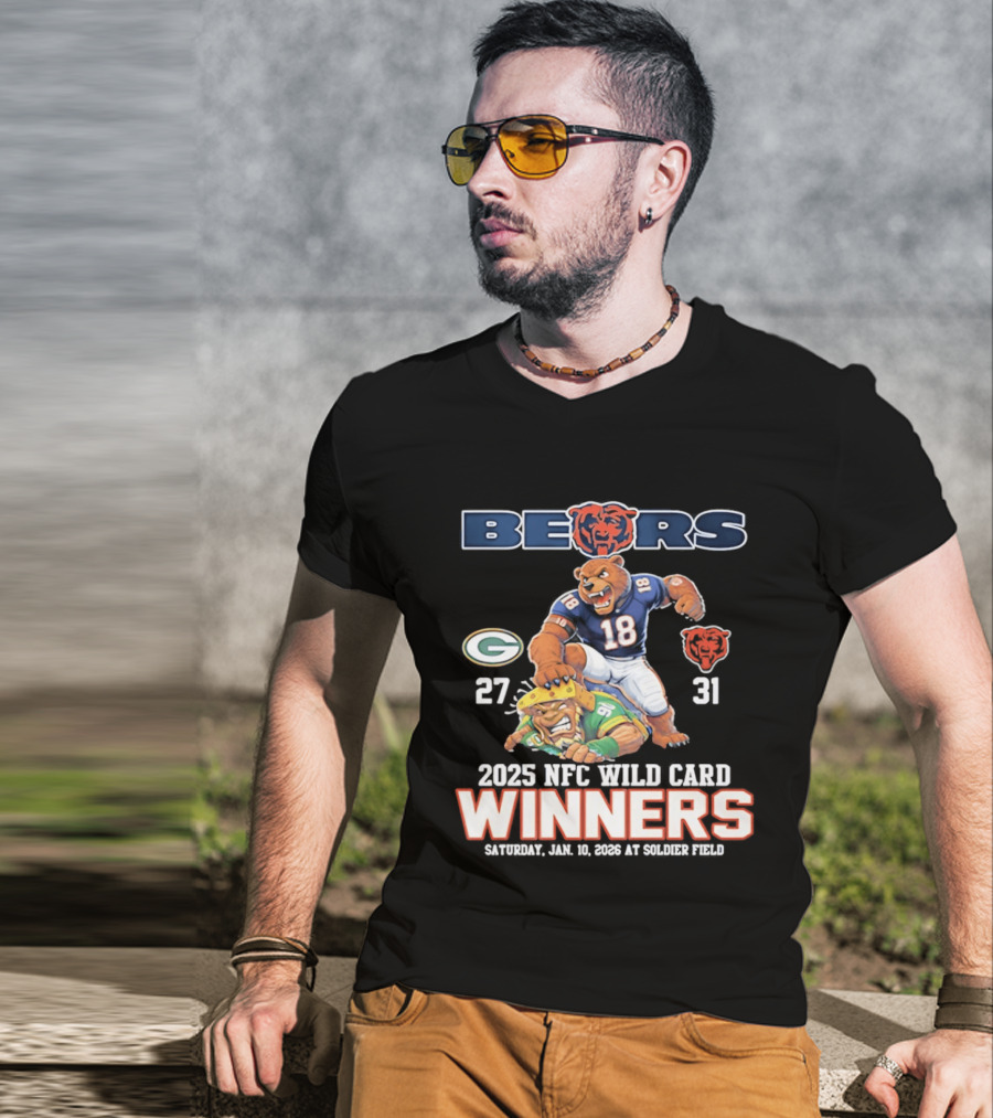 Bears 2025 NFC Wild Card Winners January 14 Soldier Field Packers 27 Bears 31 T-Shirt