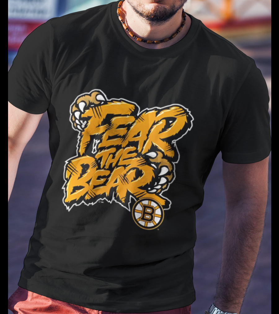 Boston Bruins Fear The Bear Claw Graphic With Team T-Shirt