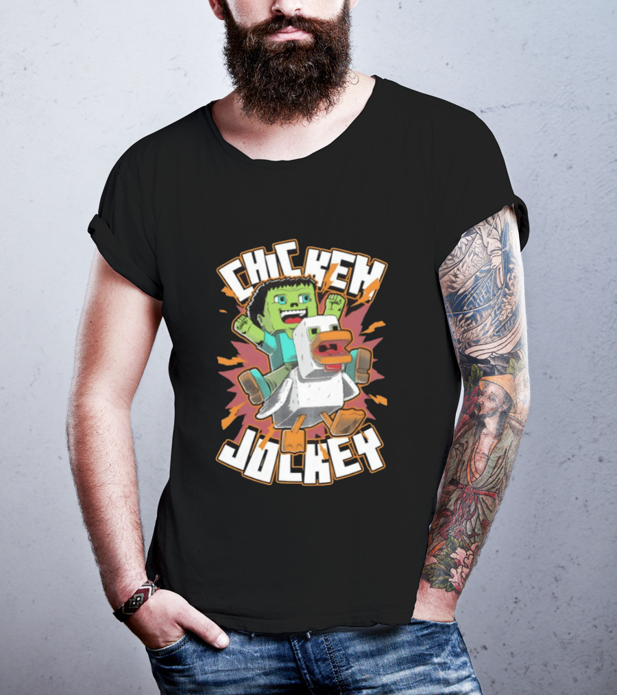 Chicken Jockey Baby Zombie Riding A Chicken Gaming Novelty T-Shirt