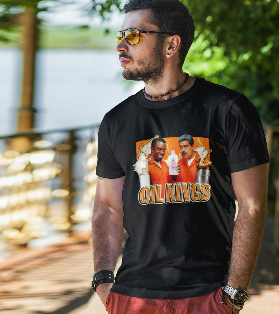 OIL KINGS Diddy Vs Nicolas Maduro Orange Bottles Humor T-Shirt