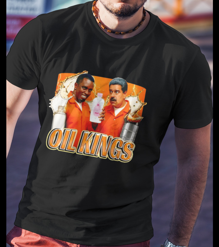 OIL KINGS Diddy Vs Nicolas Maduro Orange Bottles Humor T-Shirt