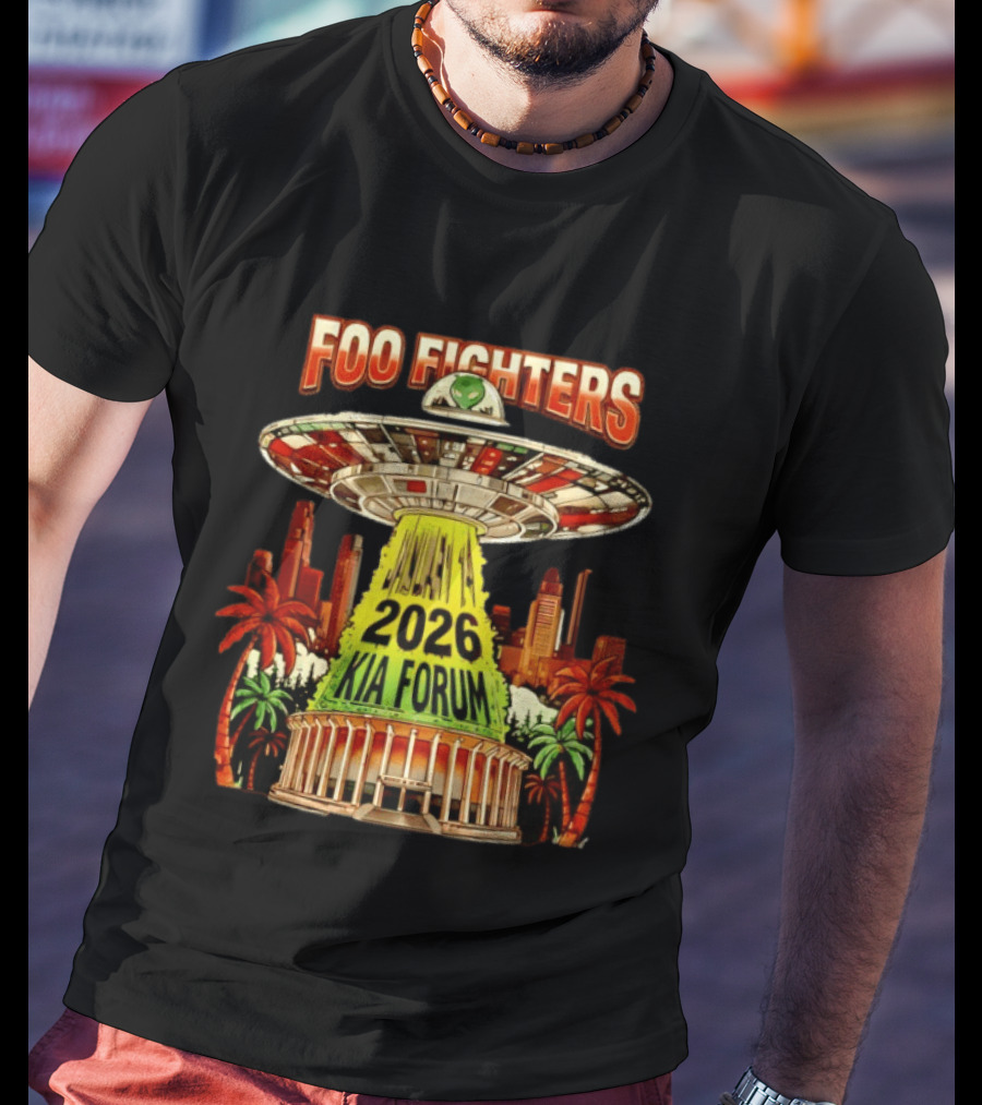 Foo Fighters 2026 Kia Forum Los Angeles UFO Skyline Palms T-Shirt
