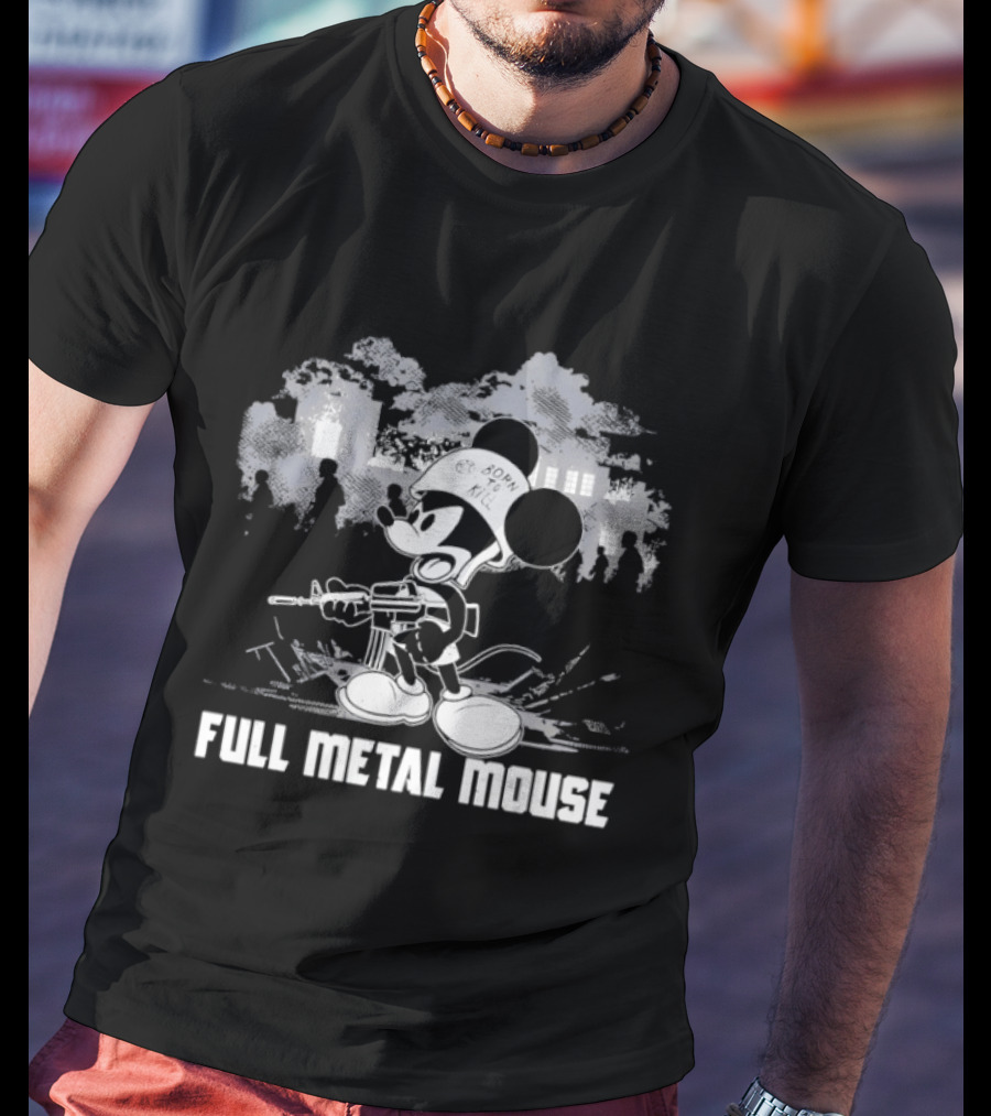 Full Metal Mouse Military Cartoon Character In Action T-Shirt
