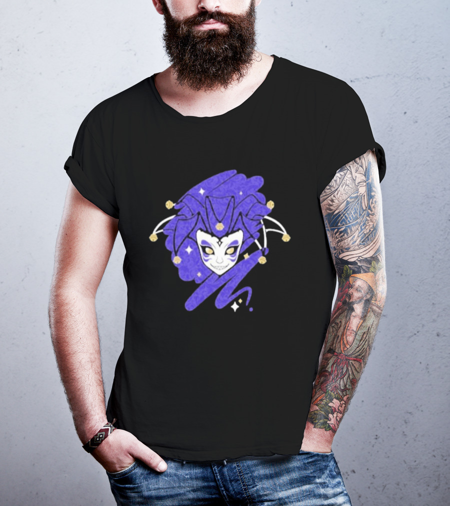 Jabroni Mike Veneto Mask Jester Head Blue Swirl T-Shirt