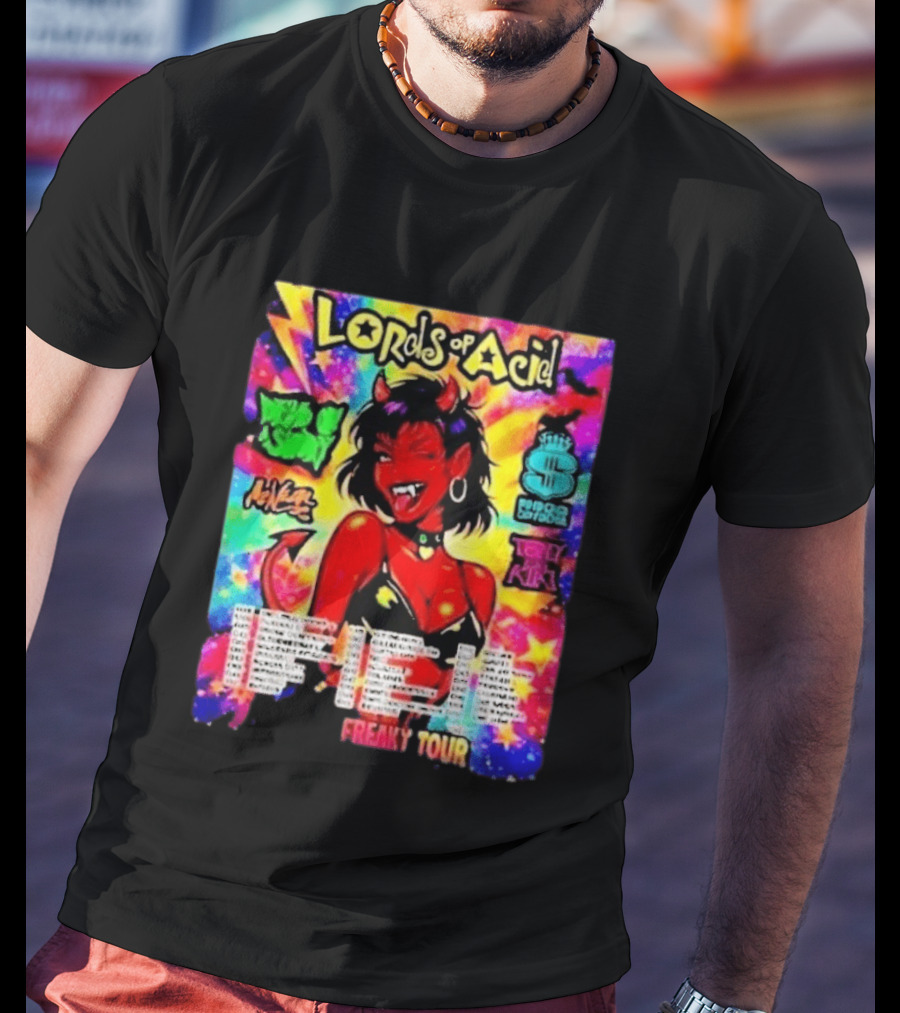 Lords Of Acid Cheeky Freaky Tour 2026 Dead On A Sunday Princess Superstar Tony Kiki Mz Neon Devilish Art 90s T-Shirt
