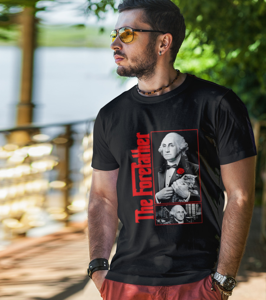 Patriotic George Washington Forefather The American Godfather Cat T-Shirt