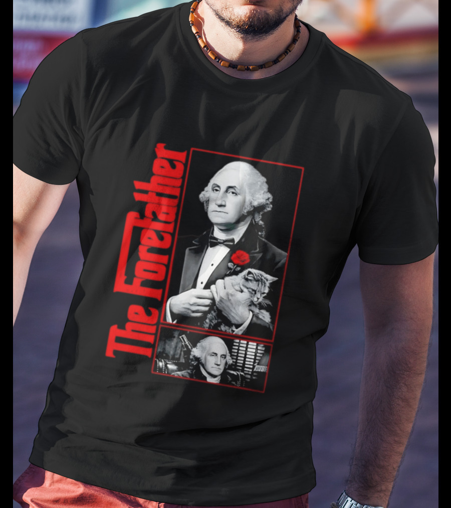 Patriotic George Washington Forefather The American Godfather Cat T-Shirt