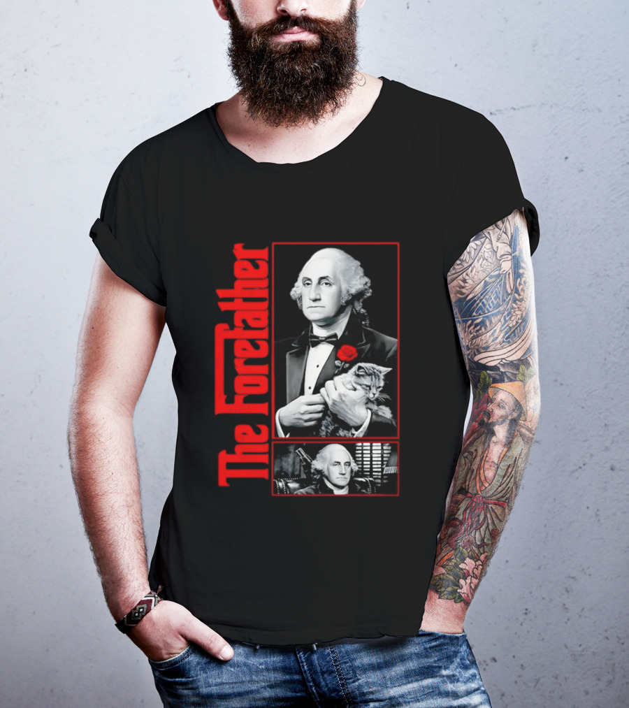 Patriotic George Washington Forefather The American Godfather Cat T-Shirt