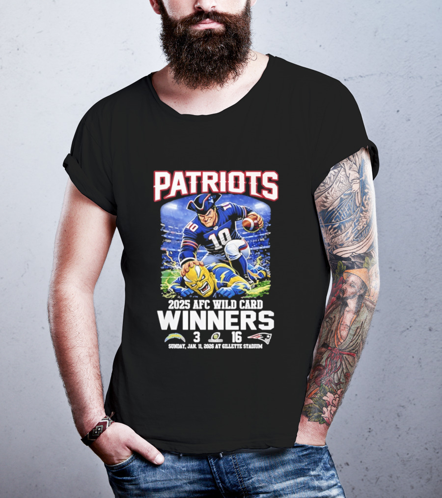 Patriots 2025 AFC Wild Card Winners Victory Celebration January 12 Gillette Stadium T-Shirt