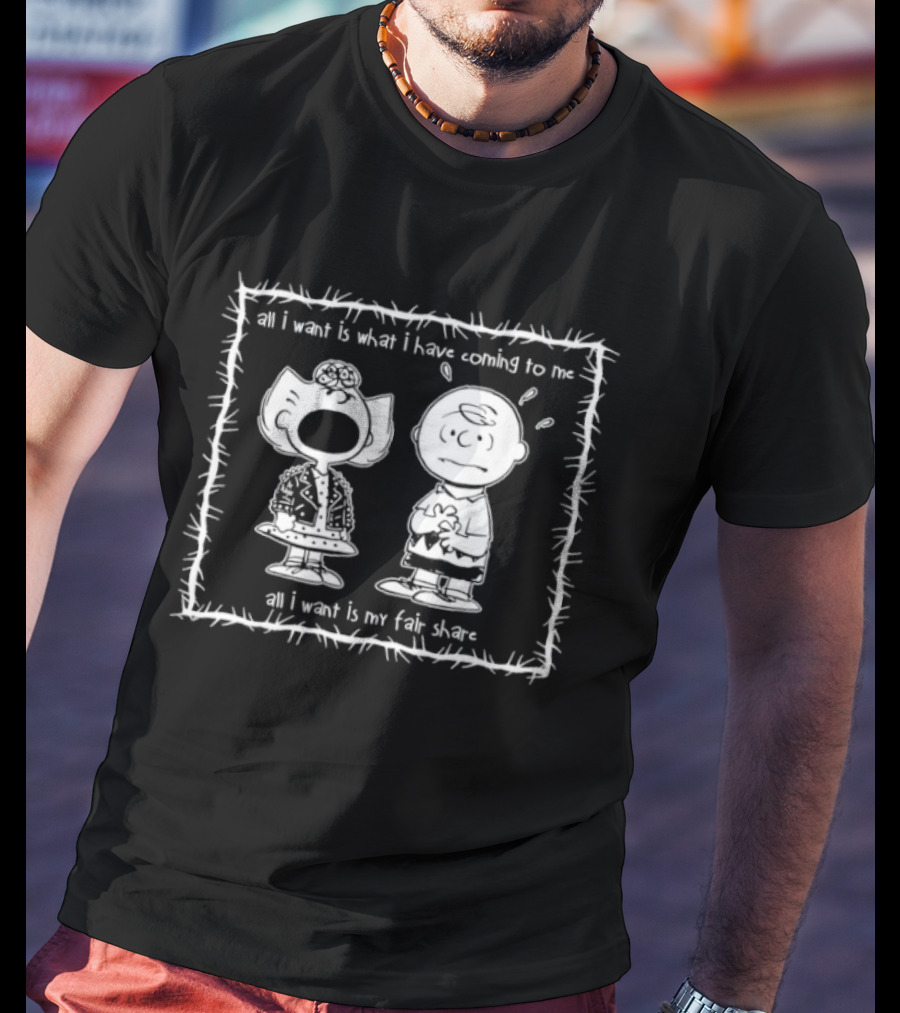 Peanuts All I Want Is What I Have Coming To Me All I Want Is My Fair Share Charlie Brown Lucy T-Shirt