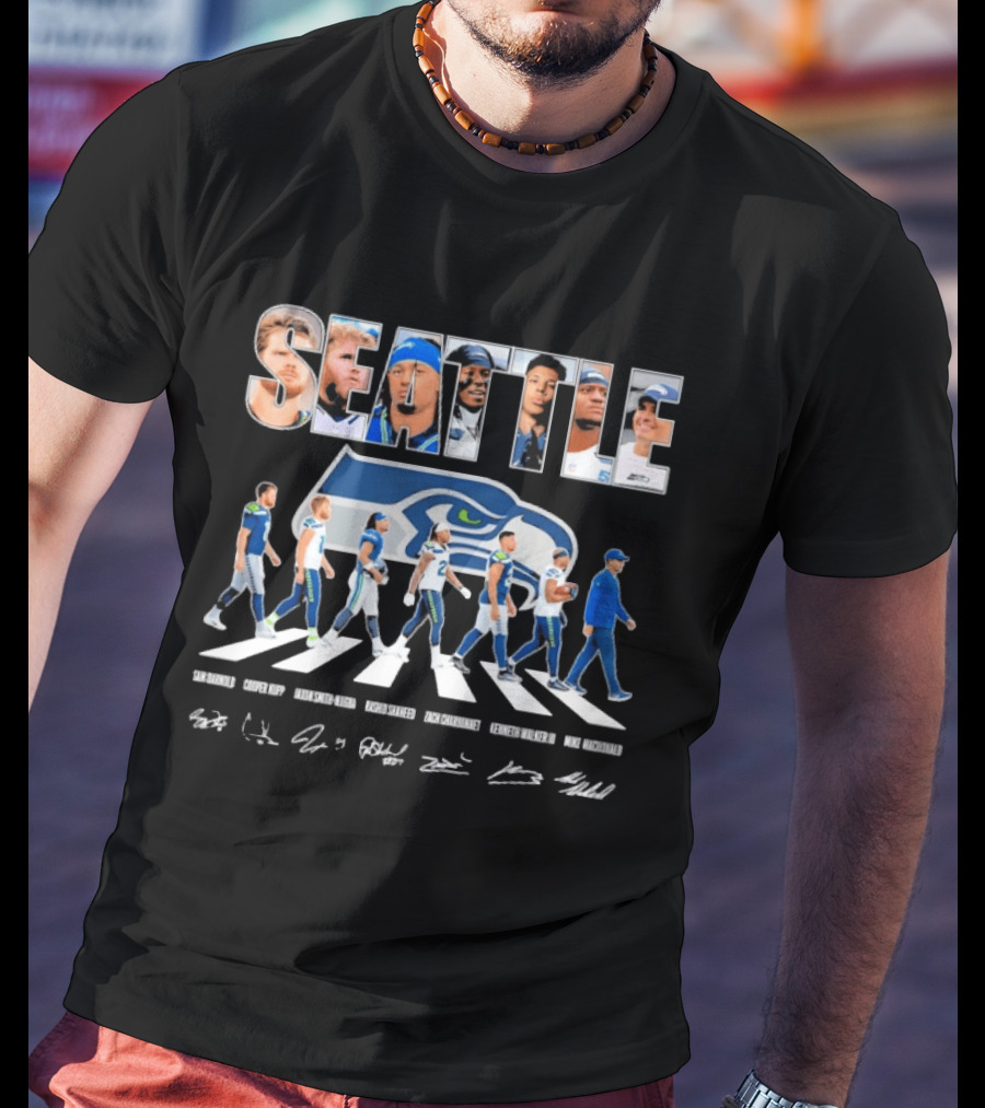 Seattle Seahawks Abbey Road Player Signatures NFL Football Team T-Shirt