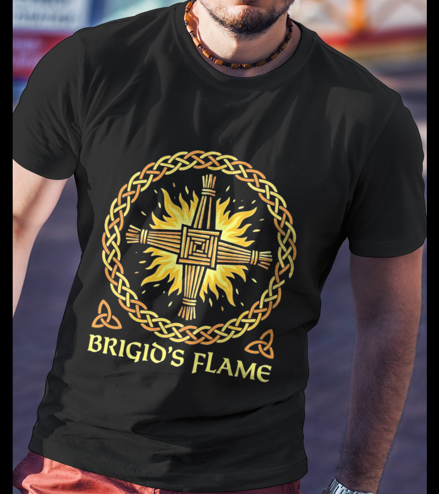 Brigid's Flame Celtic Goddess St Brigid's Cross Fire Symbol Irish Heritage T-Shirt