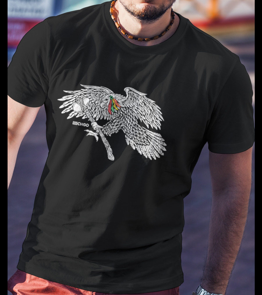 CHGO Chicago Tomahawk Feathered Headdress Native American T-Shirt