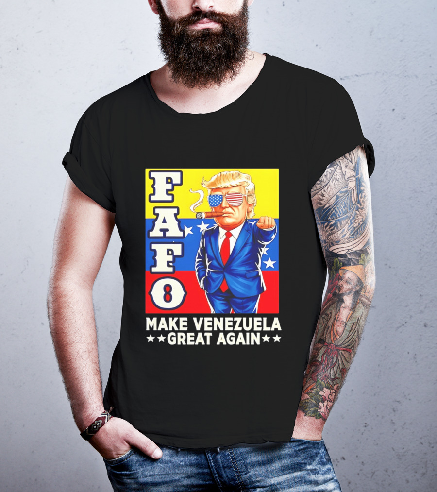 FAFO Trump Make Venezuela Great Again Patriotic Cartoon T-Shirt
