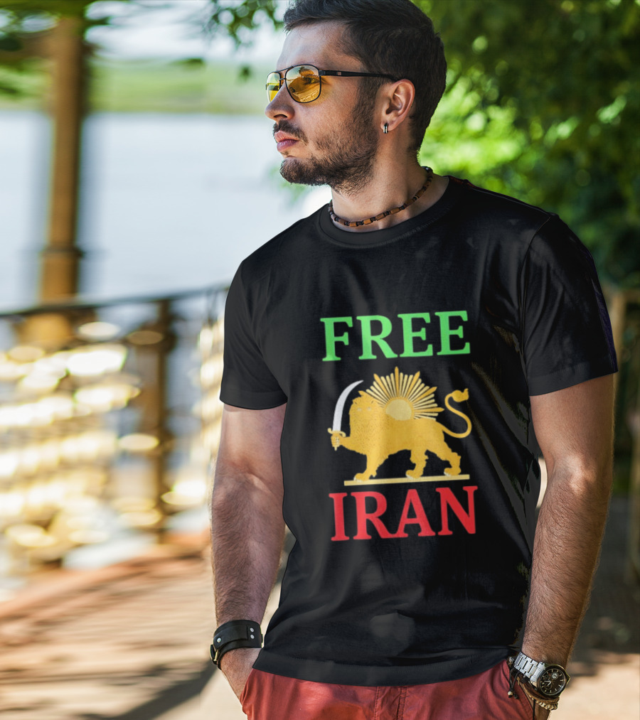 Free Iran Lion And Sun Emblem Freedom Movement T-Shirt