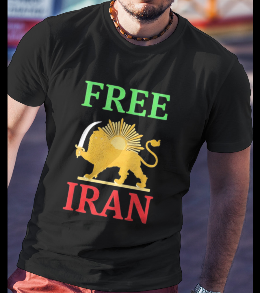 Free Iran Lion And Sun Emblem Freedom Movement T-Shirt