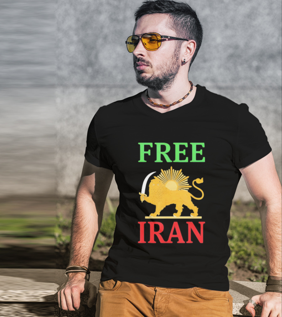 Free Iran Lion And Sun Emblem Freedom Movement T-Shirt