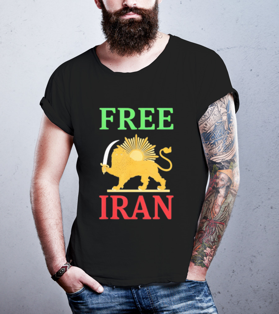 Free Iran Lion And Sun Emblem Freedom Movement T-Shirt