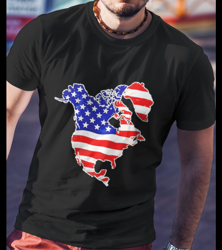 North America US Flag Continent Map Stars And Stripes T-Shirt