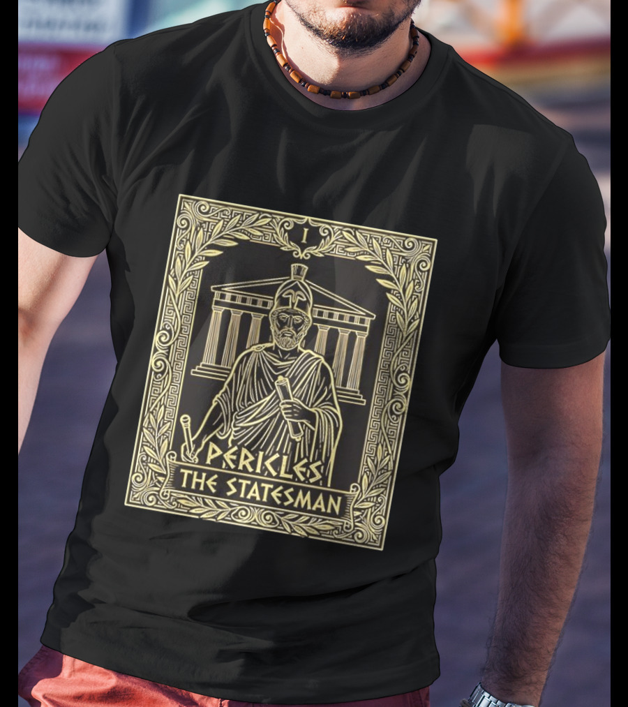 Pericles The Statesman Tarot Card Ancient Greece Roman Helmet Greek Columns T-Shirt