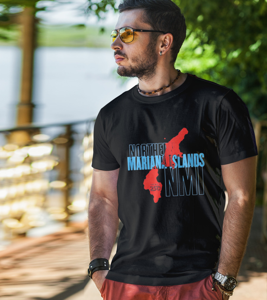 Northern Mariana Islands NMI America 250 Map T-Shirt