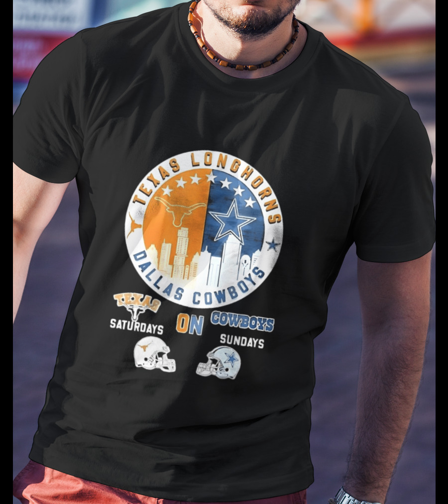 Texas Longhorns Dallas Cowboys Saturdays Sundays Football Rivalry Mashup T-Shirt