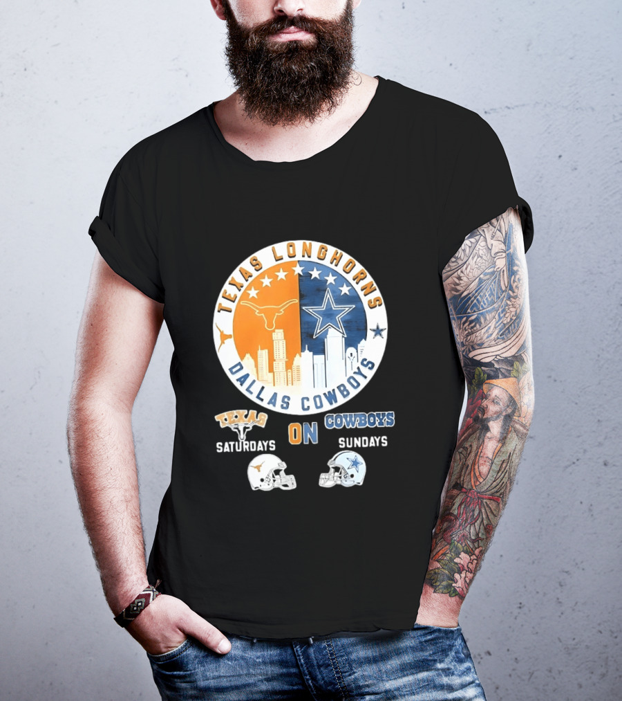 Texas Longhorns Dallas Cowboys Saturdays Sundays Football Rivalry Mashup T-Shirt