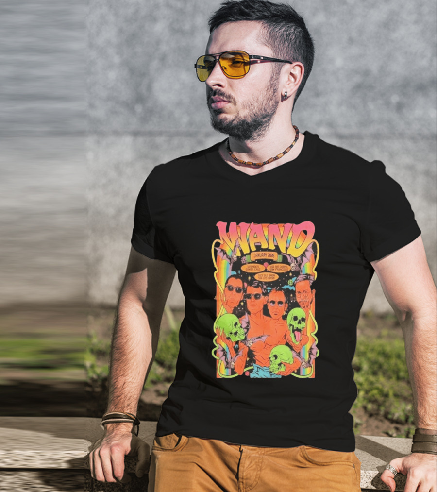 WAND January 2026 Tour Santa Cruz San Francisco San Luis Obispo Skulls And Bats T-Shirt