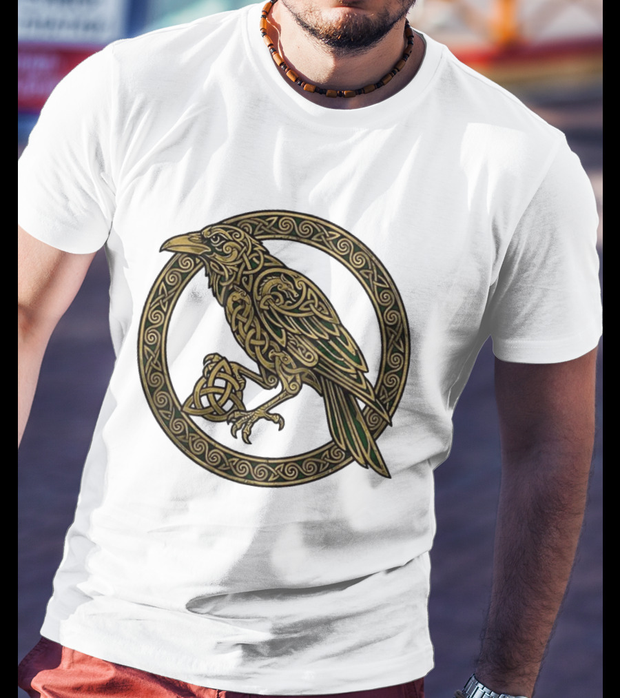 Celtic Raven Knot Northern Mythology Symbol With Intricate Viking T-Shirt