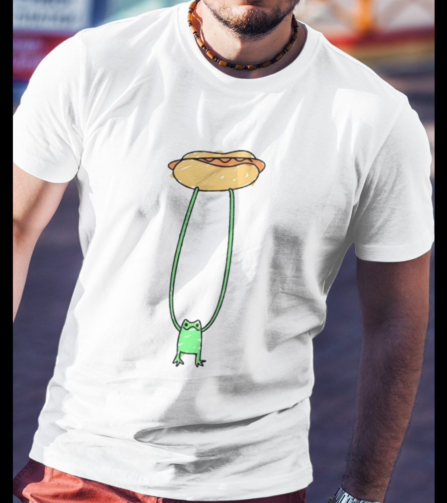 Hot Dog Frog Long Legged Humor Quirky T-Shirt