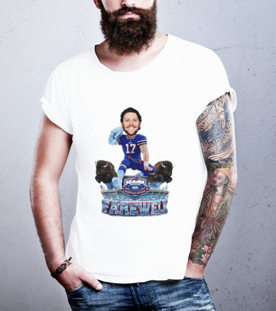 Buffalo Bills Josh Allen Hurdle Farewell Season Highmark Stadium Caricature T-Shirt