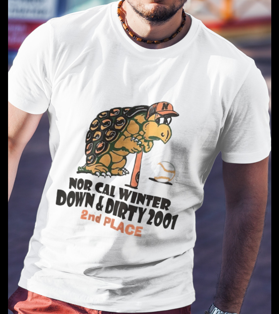 Nor Cal Winter Down And Dirty 2001 2nd Place Turtle Bat And Ball T-Shirt