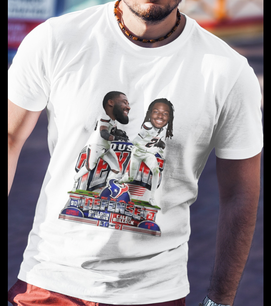 Houston Texans Defense Sheldon Rankins Calen Bullock Wild Card Gamebreaker Caricature T-Shirt