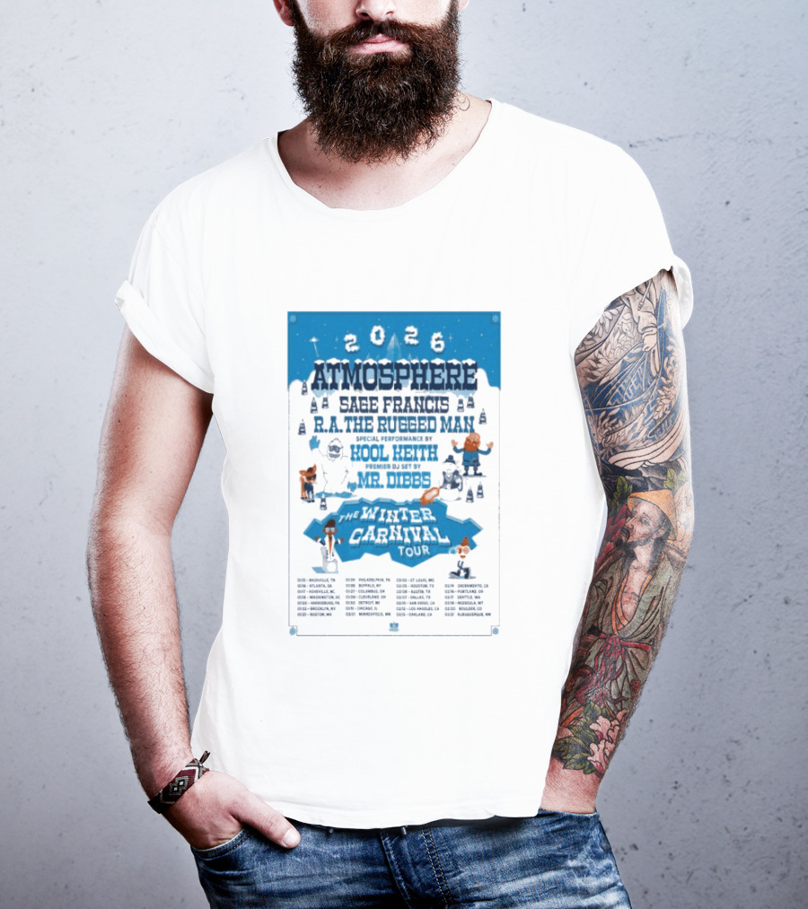 Atmosphere Winter Carnival Tour 2026 Featuring Sa Roc DJ Keezy Mr Dibbs T-Shirt