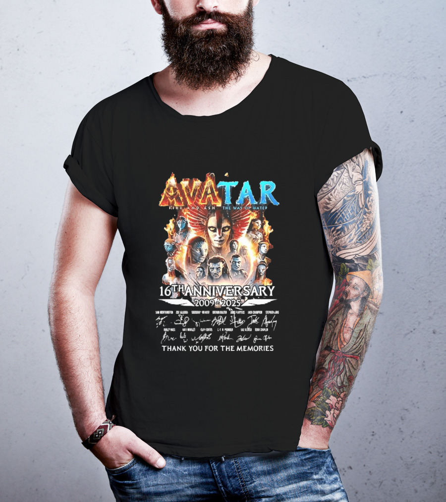 Avatar Fire And Ash The Way Of Water 16th Anniversary 2009 2025 Thank You For The Memories T-Shirt