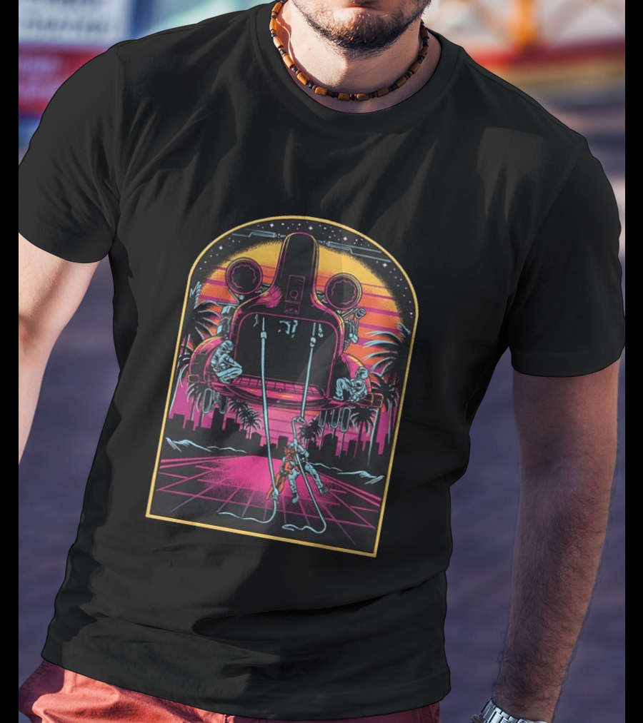 Canine Assault Futurism Cyber Retro Helicopter Adventure T-Shirt