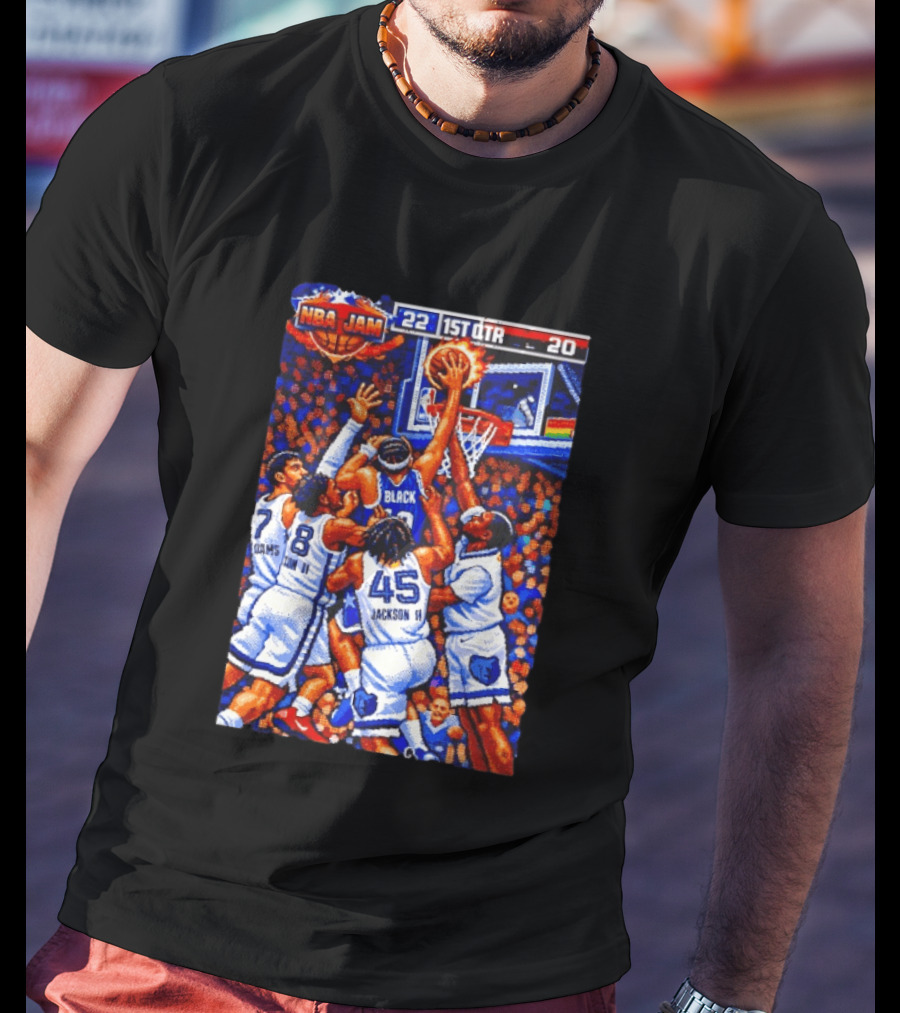 NBA Jam Memphis Grizzlies Adams Jackson Jr Black Players 22 1st QTR 20 T-Shirt