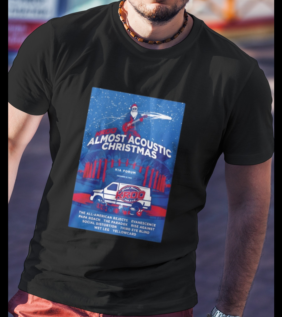 KROQ Almost Acoustic Christmas December 13 2025 Los Angeles Bands Lineup Santa T-Shirt