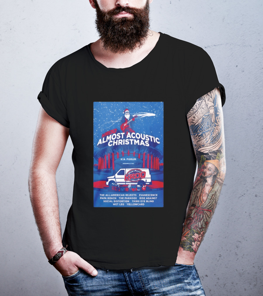 KROQ Almost Acoustic Christmas December 13 2025 Los Angeles Bands Lineup Santa T-Shirt