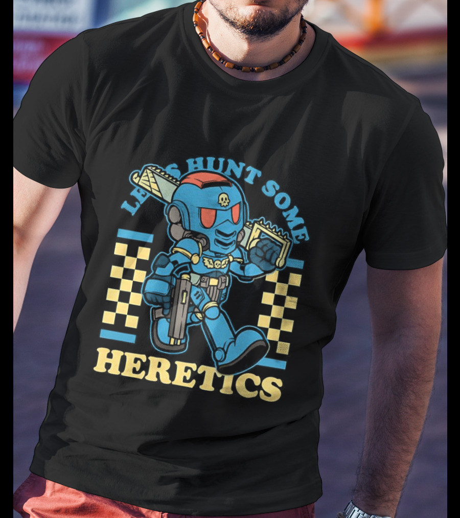 Let's Hunt Some Heretics Marine Blue Armor T-Shirt