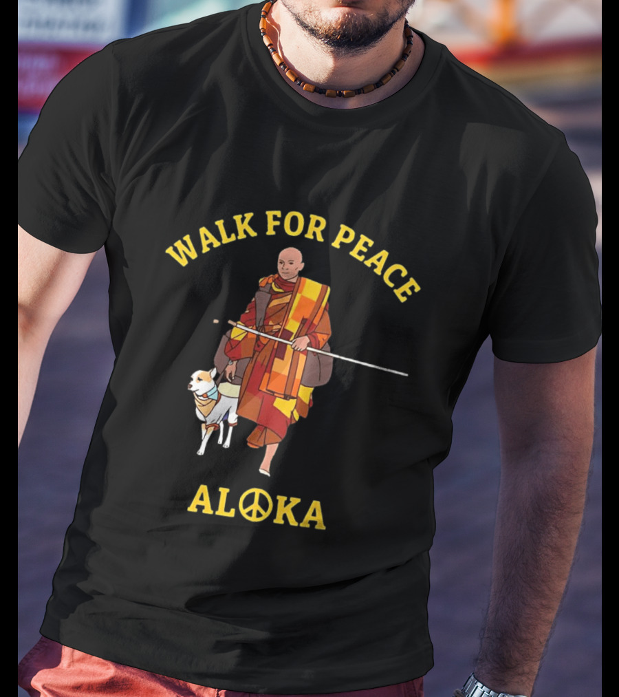 Walk For Peace Monk With Aloka And Dog T-Shirt