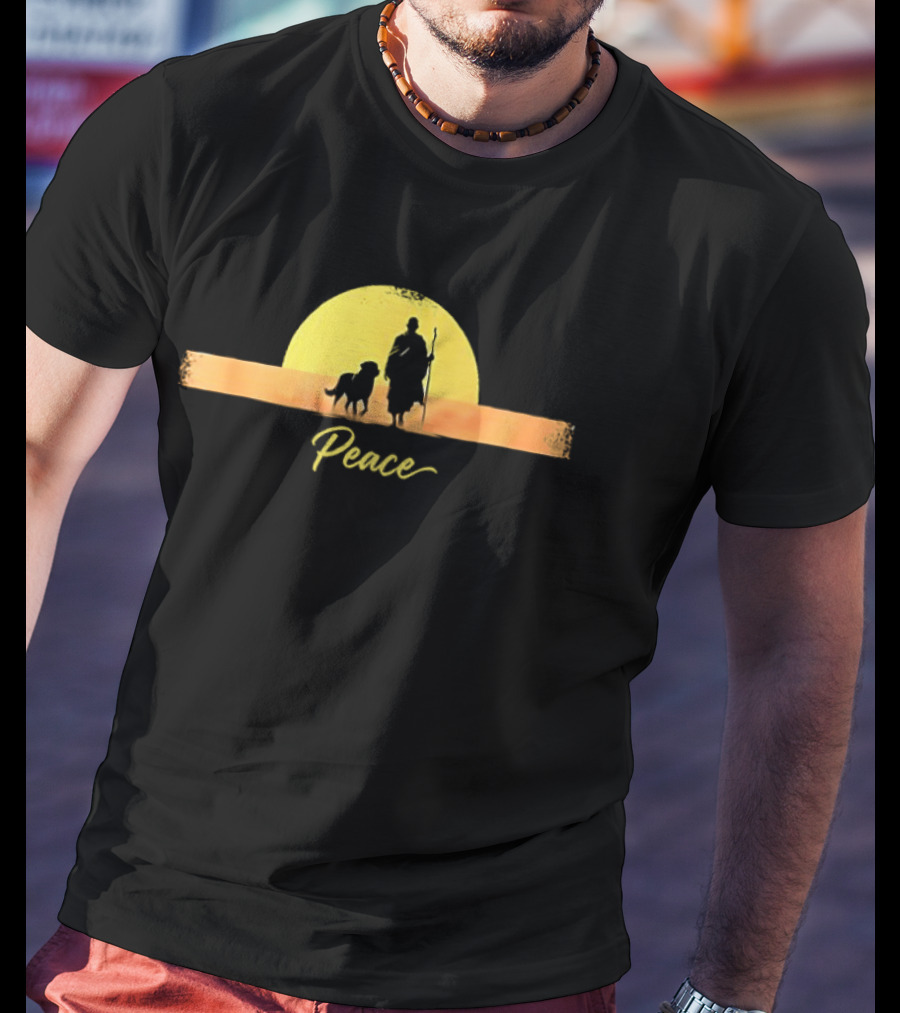 Sunset Walk For Peace Monks And Aloka Dog T-Shirt