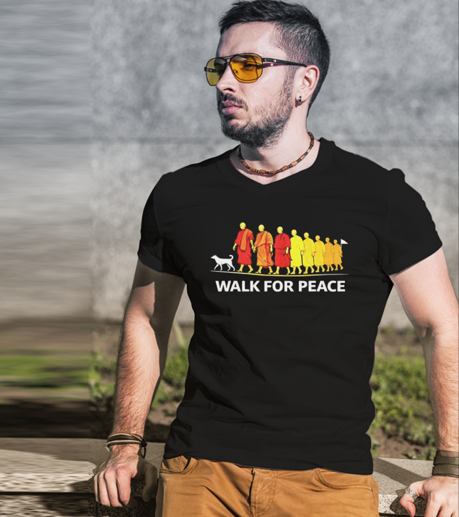 Walk For Peace Of Dog And Monks Pilgrimage Iconic Procession T-Shirt