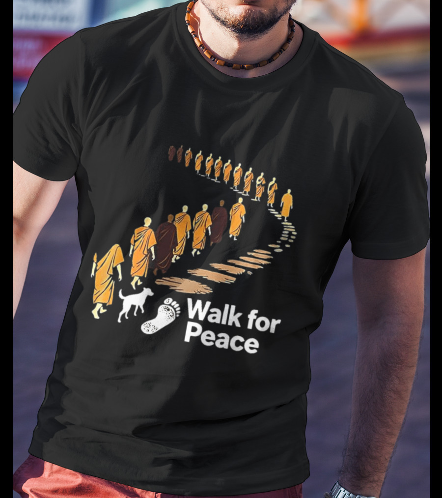 Monks And Dog Walk For Peace Pathway T-Shirt