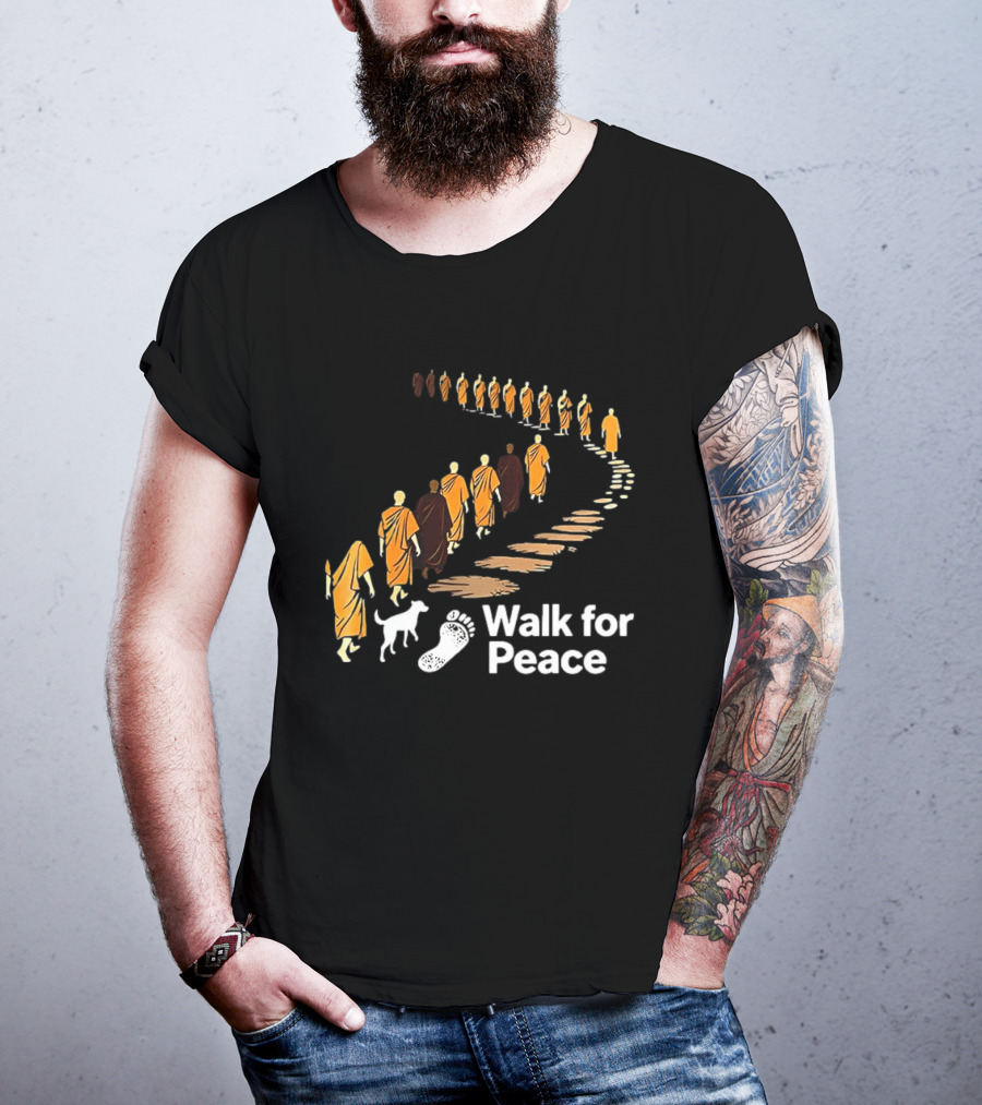 Monks And Dog Walk For Peace Pathway T-Shirt