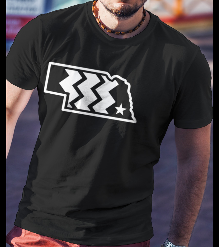 Throwback Converse Nebraska State Iconic Chevron Map Star T-Shirt
