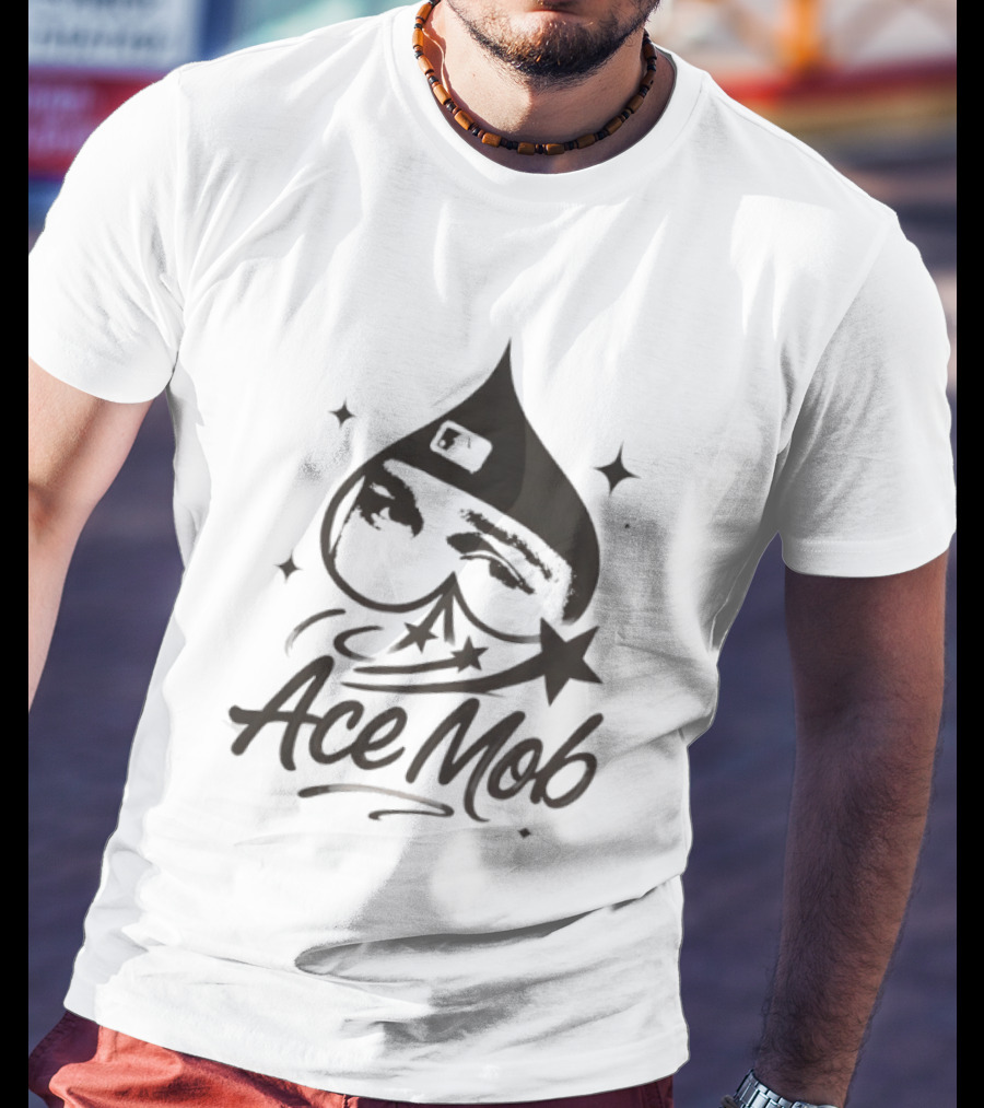 Ace Mob Spade Face Graffiti Stars T-Shirt